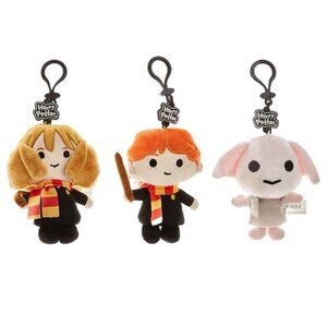 Harry Potter Plush Set 3pc Soft Keychain Hermione Ron Dobby Collectible 4.5"